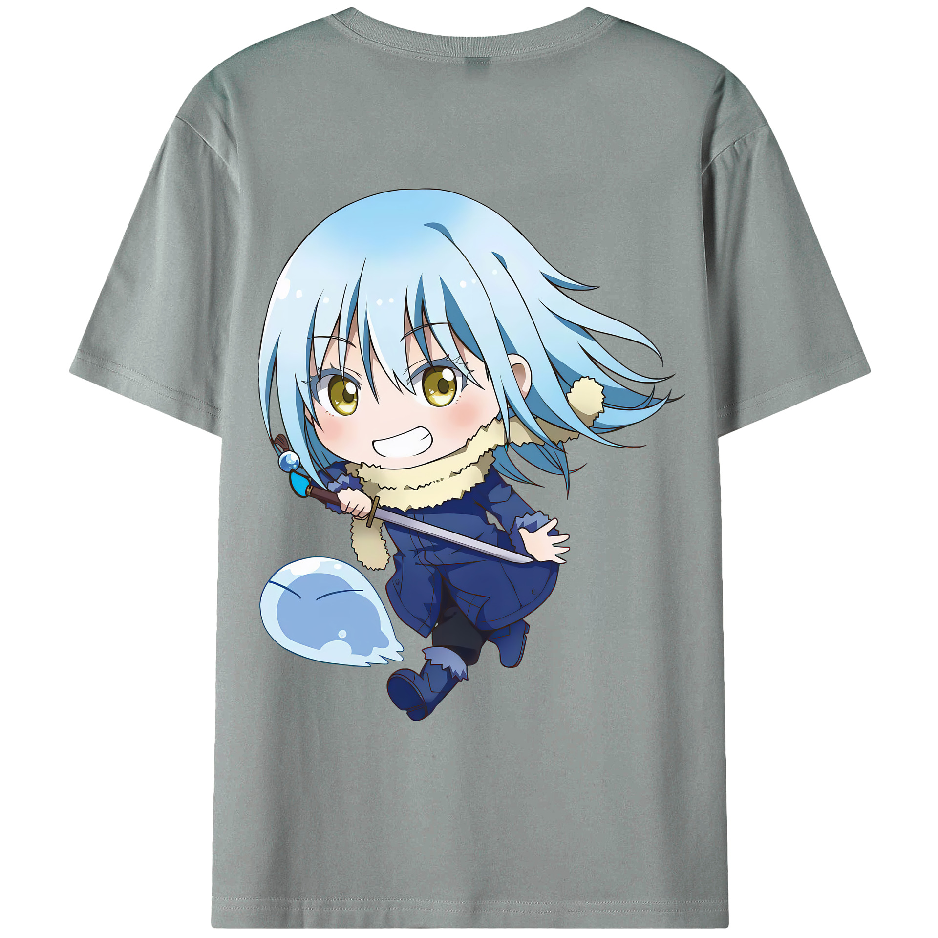 （画像用） 転スラ Regarding Reincarnated to Slime 綿100％ メンズ半袖Tシャツ（バックプリント） 通気性